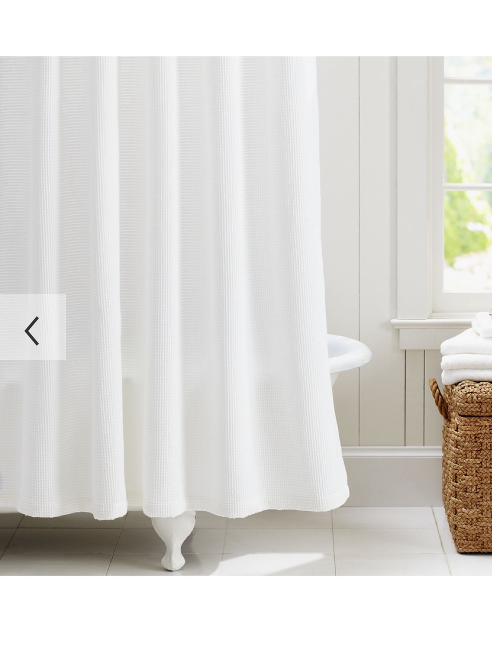 Pottery Barn waffle weave white Turkish cotton shower curtain NWOT